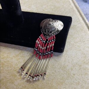 Silver and Red Heart Pendant Necklace